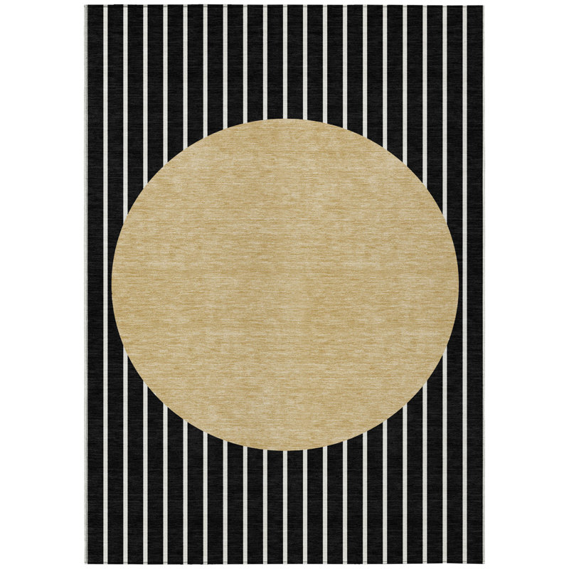 Tapis intérieur lavable rayé noir 10 pi x 14 pi