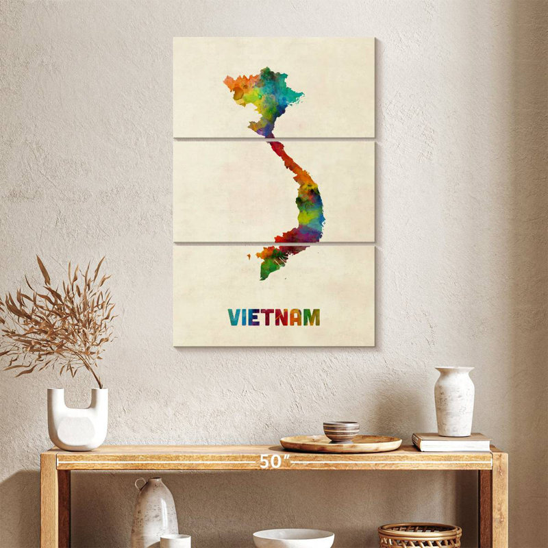 Carte d'aquarelle Aliaz Vietnam II, H 38 po x l 24 po