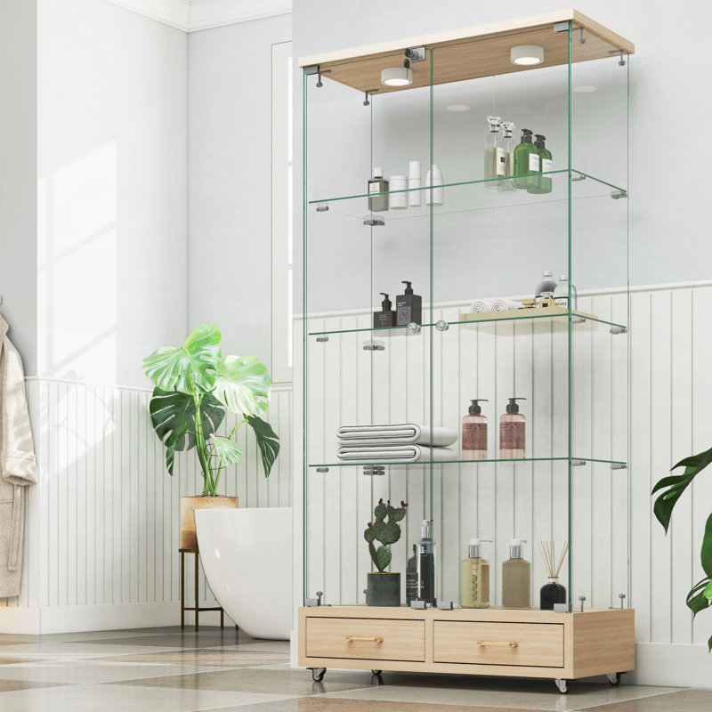 Vitrine moderne en verre avec lumières DEL, Naturel