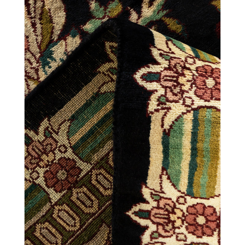 Mogul One-of-a-Kind 12'1" X 18'1" 2000s Wool Area Rug in Black