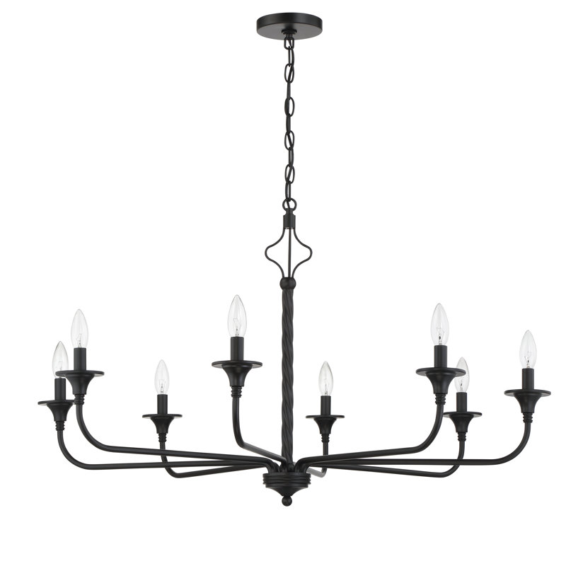 Lustre classique à 8 lumières de style bougie Candyse, Nickel poli brossé