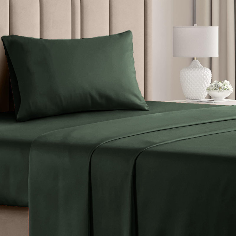  Ensemble de draps en rayonne de bambou 4 pièces Premium Luxury, Ensemble de draps pour lit simple avec deux taies 