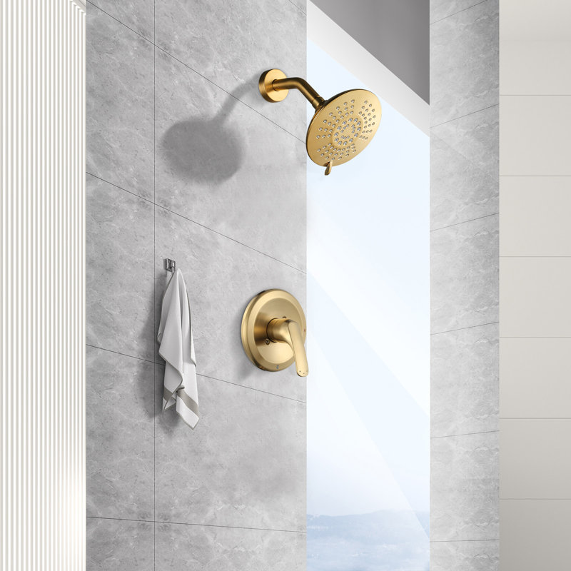 Single-Lever 5-Function Shower Mixer With 1.8 GPM Flow Rate And Included Valve, Gold