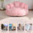 55" W Giant Adult Round Faux Fur  Compression Foam Filled Bean Bag Sofa With 3 Back Pillows, No Assembly-1921927554