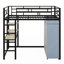 Lit mezzanine en métal avec bureau, tablettes, prise de courant, lumière DEL et garde-robe-965175608