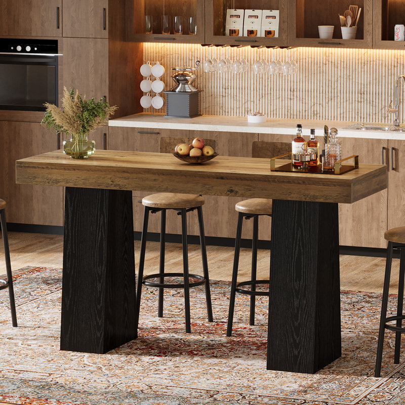 6 - Person Dining Set, Dark Brown, Black
