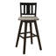2 chaises pivotantes de hauteur pub, bois d'hévéa massif, gris / noir patiné, dossier à lattes verticales, 2 chaises de mobilier de salle à manger, pivotant à 360 ° gris et noir, dossier pour maison rustique
