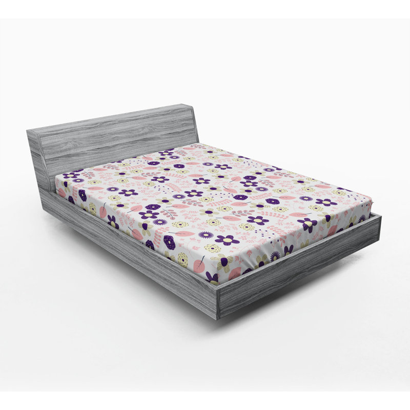 Microfiber Floral Fitted Sheet, Purple/Pink Floral, Full Fitted Sheet