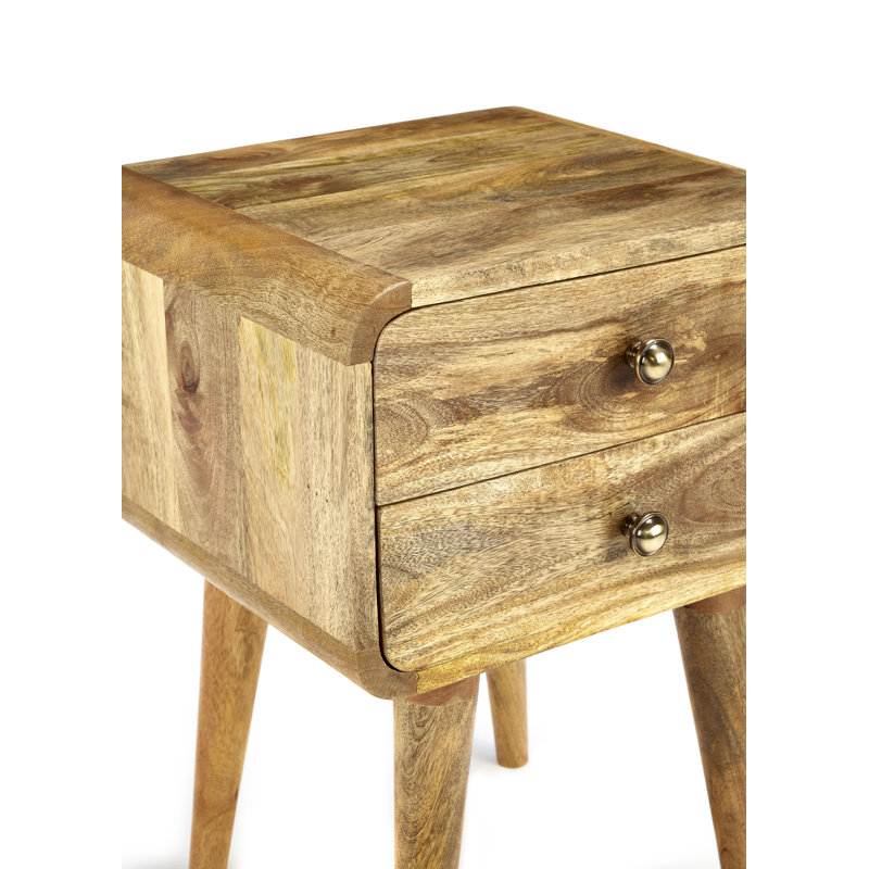 Solid Wood 2 - Drawer End Table Built-In Outlets