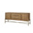 Aurora Sideboard with Metal Base & Power Outlet – Latte Elm Veneer Buffet Cabinet with Storage & Soft Close Doors