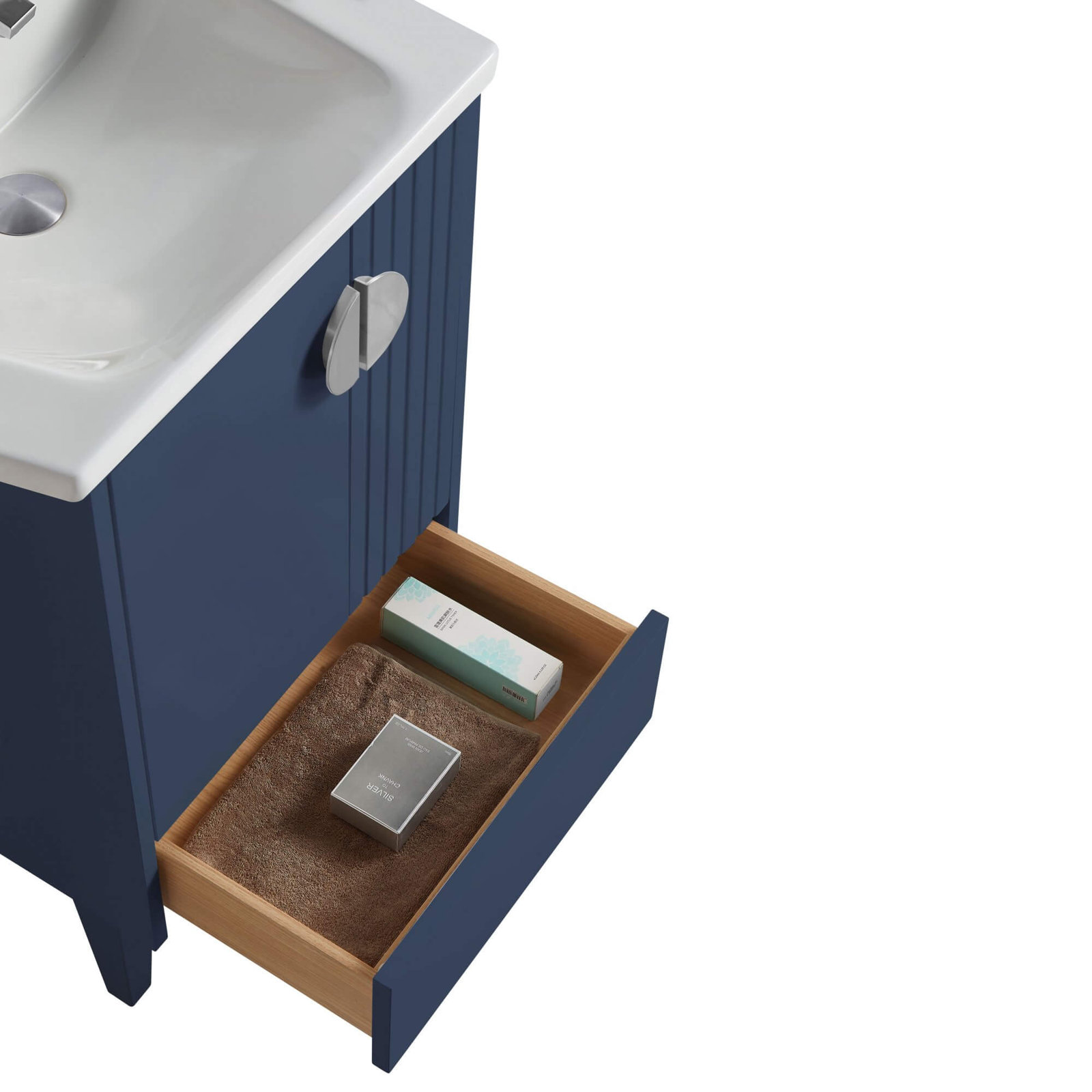Saimah 20'' Single Bathroom Vanity, Polished Chrome, Navy Blue