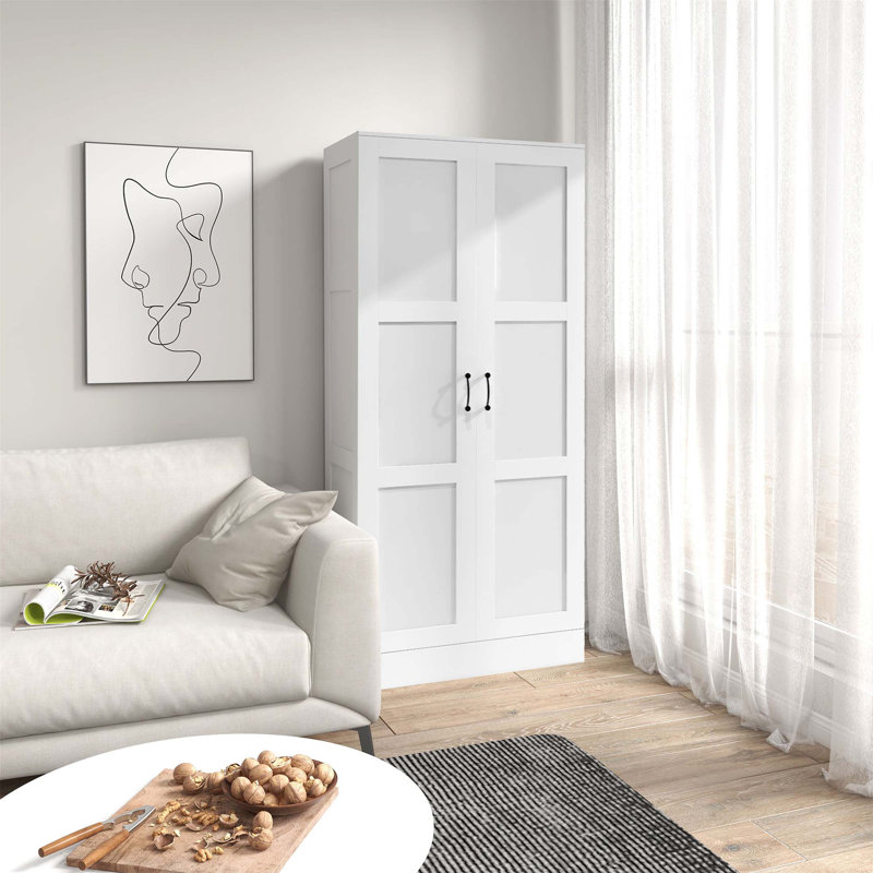 Armoire de rangement de 71 pouces de hauteur avec tablettes mobiles, portes à fermeture douce, armoire de rangement moderne pour l'organisation à la maison