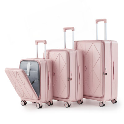 Luggage Sets 3 Piece(20/24/28), Expandable Carry On Luggage With TSA Lock Airline Approved, 100% PC Hard Shell And Lightweight Suitcase With Front Pocket And Spinner Wheels