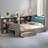 Full Size Multi-Functional Platform Bed - Upholstered Bed with Storage Shelves, Drawers, Charging Station, LED Headboard & Built-in Desk (550 lb Capacity)-1406893143-1406893137
