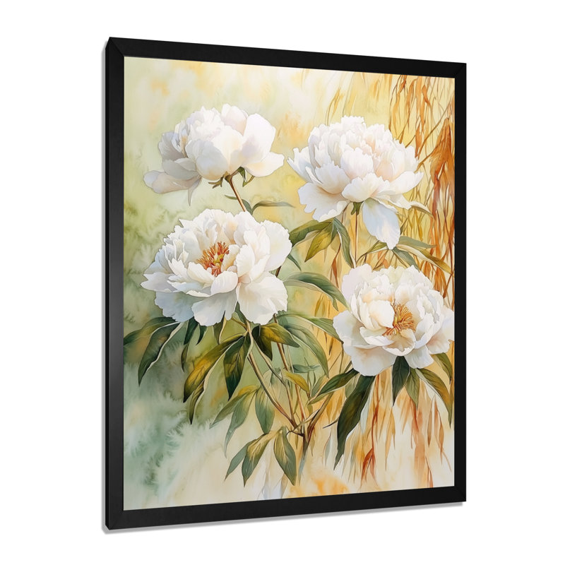 Carlinville - impressions sur toile florales, H 20 po x l 12 po, Picture Framed, Noir, noir, noir, noir