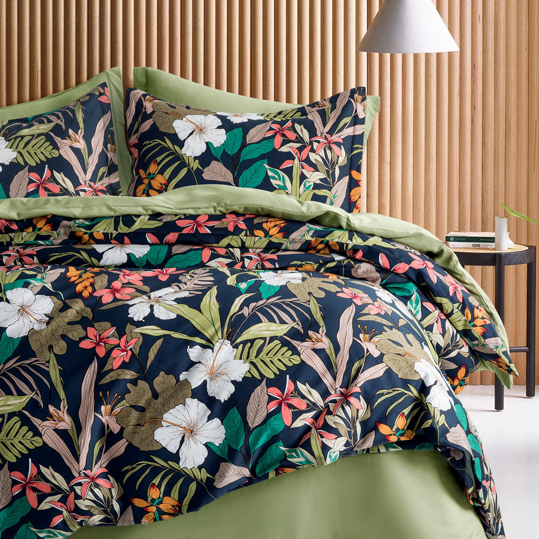 Hawaiian Forest Sateen Floral Duvet Cover Set Sweety Pie Inc