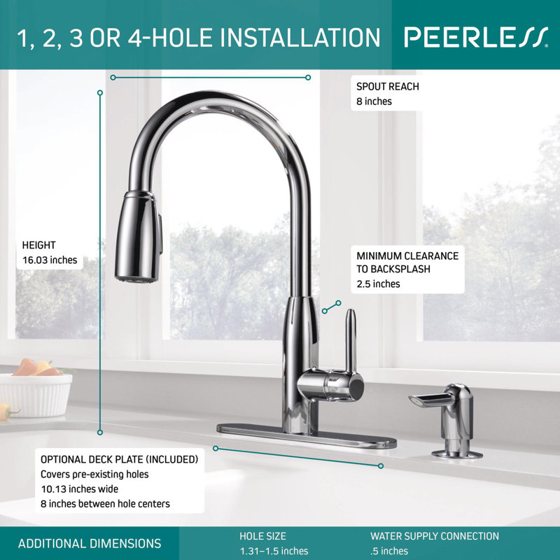 Peerless Faucets Pull Down Kitchen Faucet with Soap Dispenser, Chrome