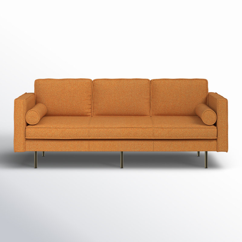 Alicea 89'' Upholstered Sofa, Sunset Orange/Gold