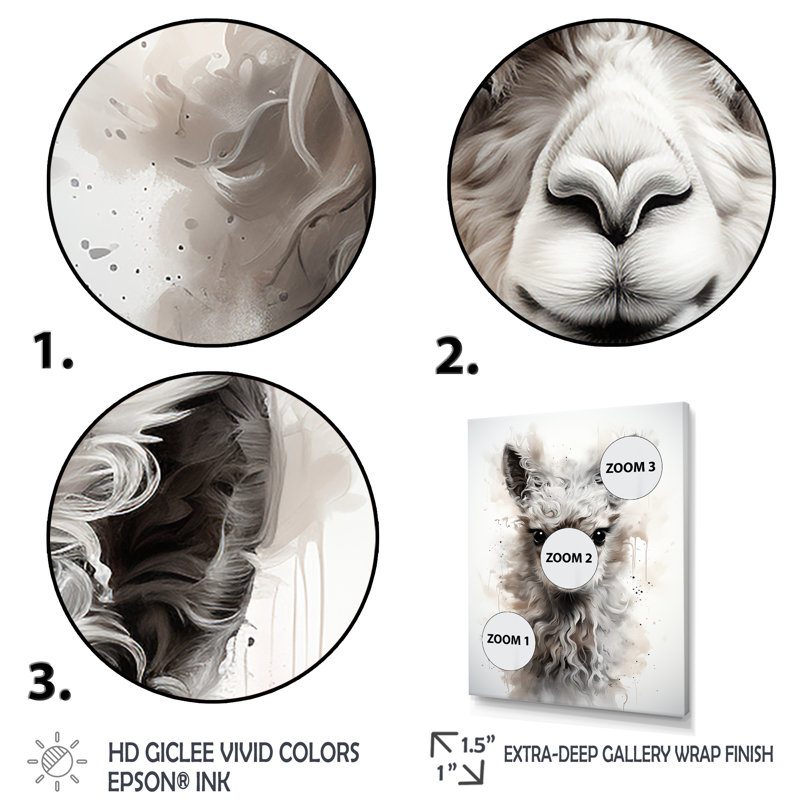 Laine d'alpaga grise Grace I - Alpaca, art mural, Toile tendue, H 32 po x l 16 po x P 1 po