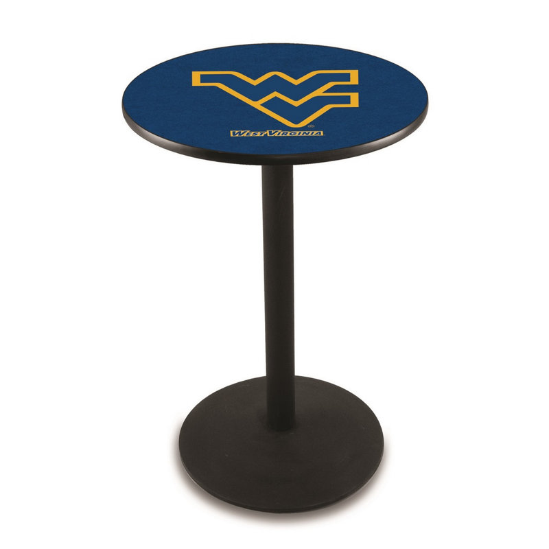 Round Metal Base Dining Table, Black Wrinkle, West Virginia University