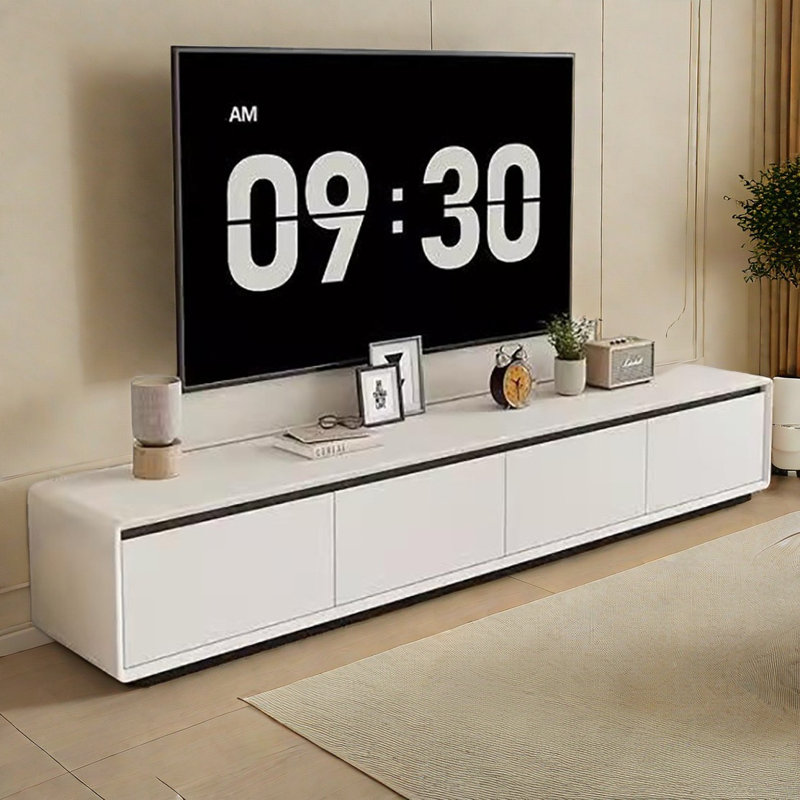 Meuble télé simple et moderne, Blanc, 70.9"