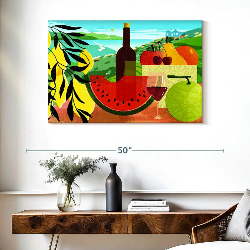 Yarlin, fruits et vin, H 26 po x l 39 po