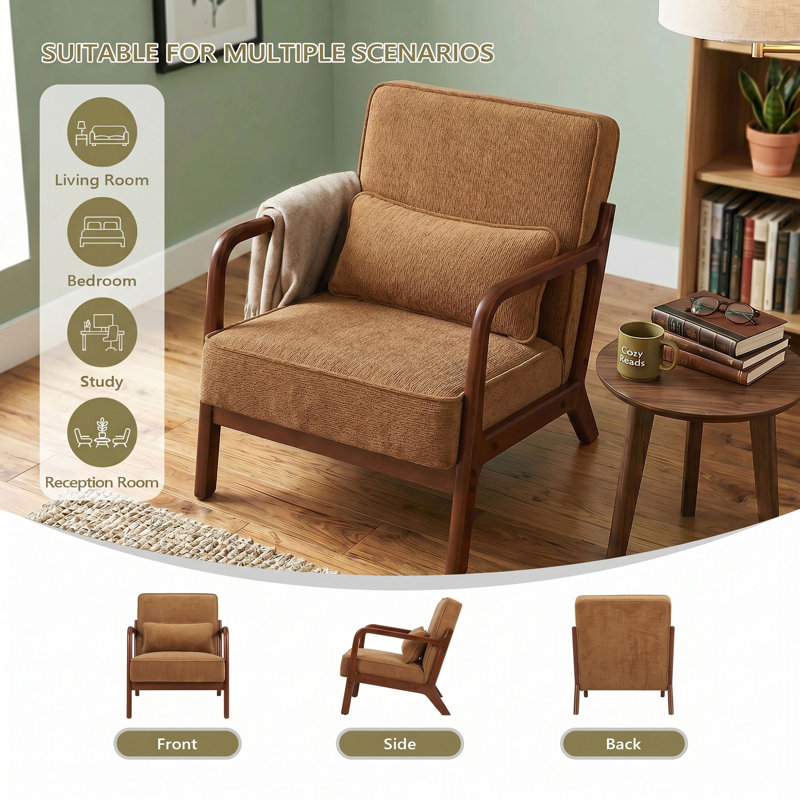 Upholstered Accent Chair, Brown