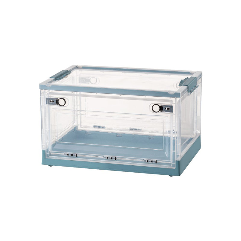 Boîte de rangement en plastique pliable, Bleu, H 13,5 po x l 23,5 po x P 16,5 po, 76 pte