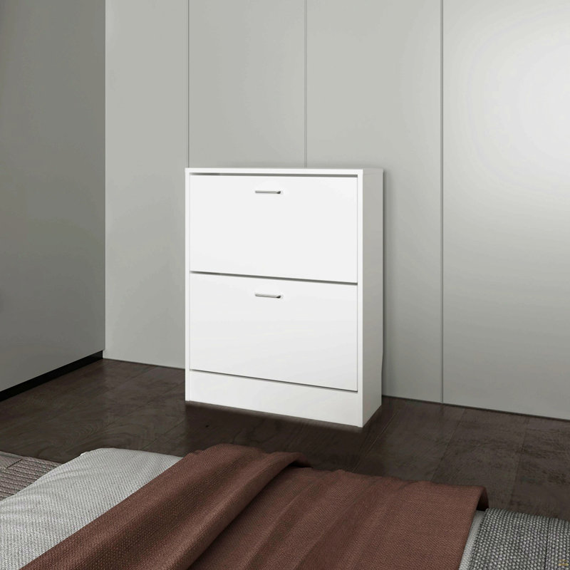 Range-chaussures avec 2 portes basculantes, Blanc