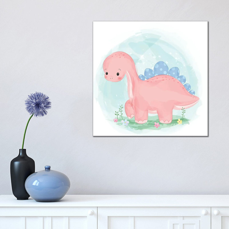 Pink Dinosaur by Art Mirano - Wrapped Canvas Print, 45.72cm H x 45.72cm W x 1.91cm D