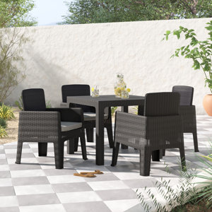 Cuadra Square 4 - Person 35.43" Long Dining Set With Cushions (4 chairs only)
