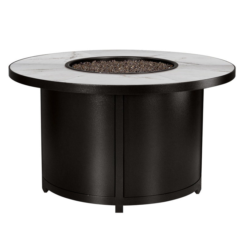 Elba Aluminum Outdoor Fire Pit Table, 24" H x 42" W x 42" D, Carbon Black, Pallazo White