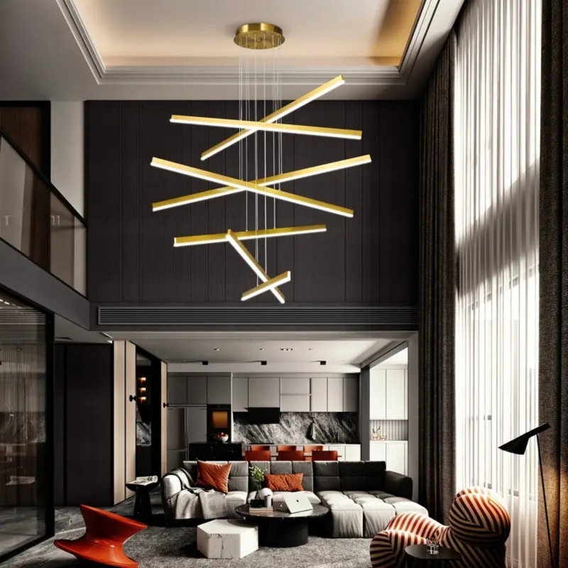 Lustre linéaire moderne à 7 lumières DEL - Luminaire suspendu à hauteur réglable