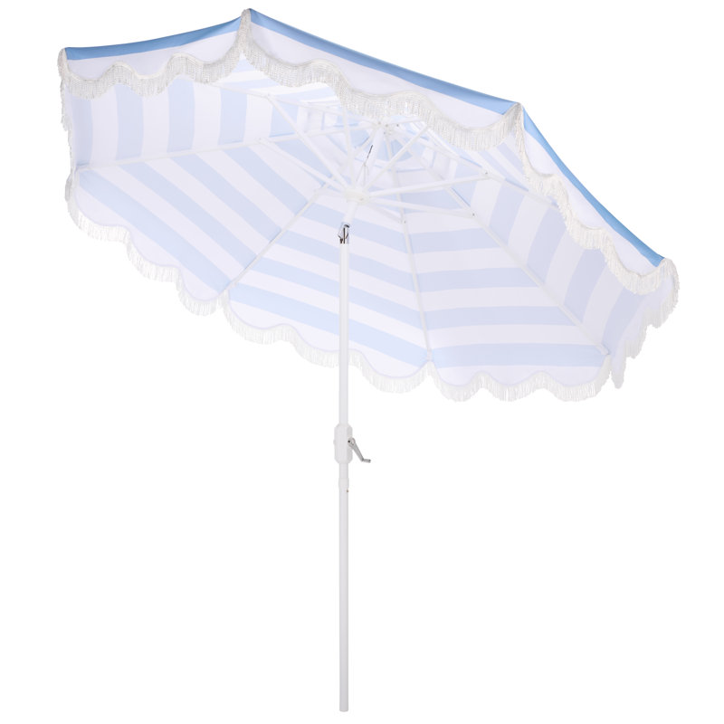 Lucerna 9 Ft Crank Umbrella, Baby Blue Stripe
