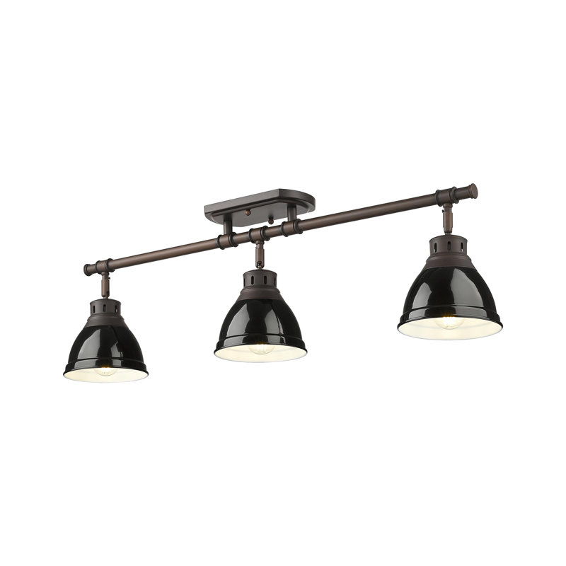 Bryannah 3-Light Semi-Flush - Track Light, Black, Rubbed Bronze