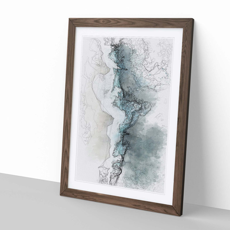Waves upon the Beach in Abstract - Picture Frame Graphic Art Print, 76cm H x 50cm W x 2cm D, Walnut