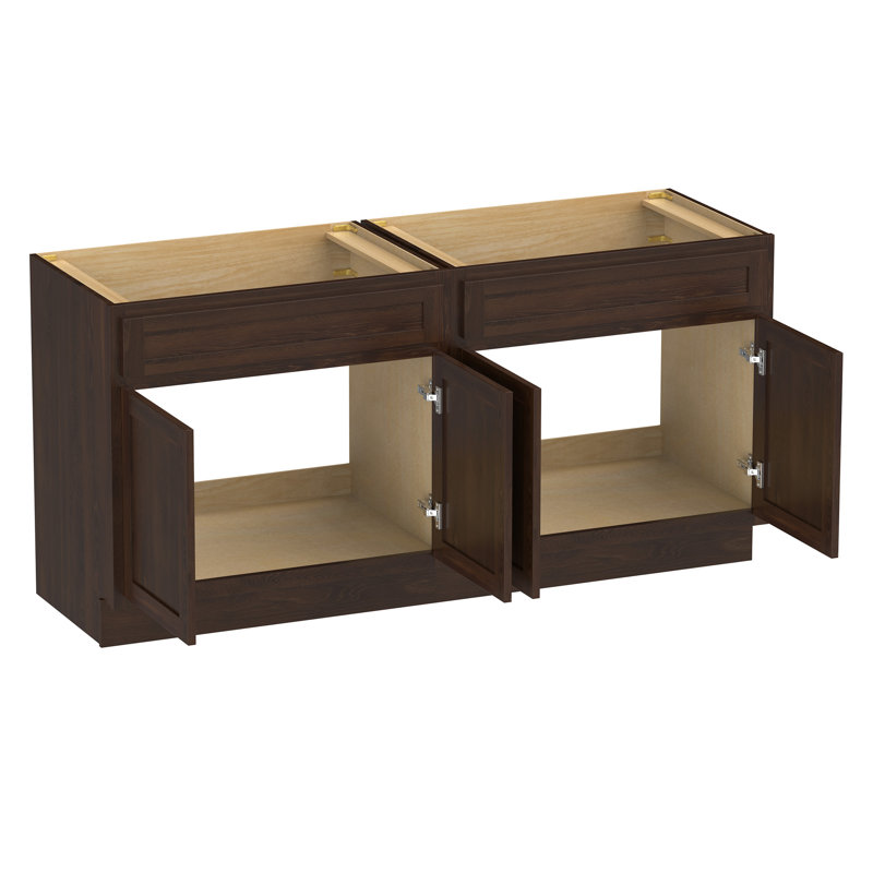 Base de meuble-lavabo double 60 po seulement, Brun