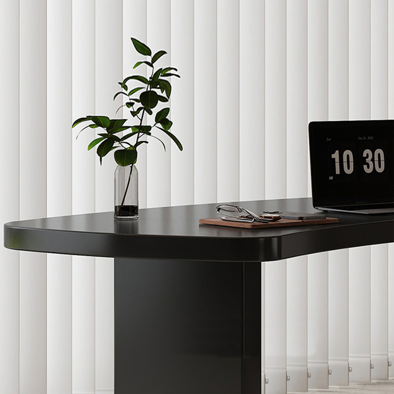 Black Free form Solid Wood Writing desk, 29.53"H*86.61"W*27.56"D