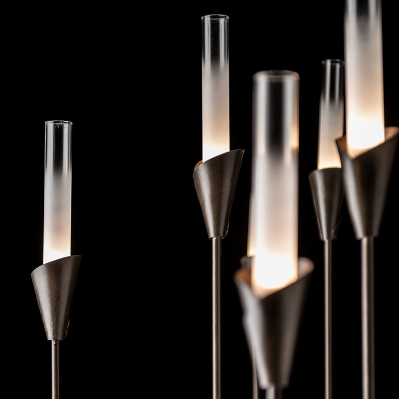 Lustre à 12 lumières sphériques à intensité variable Lilium, Fumée foncée