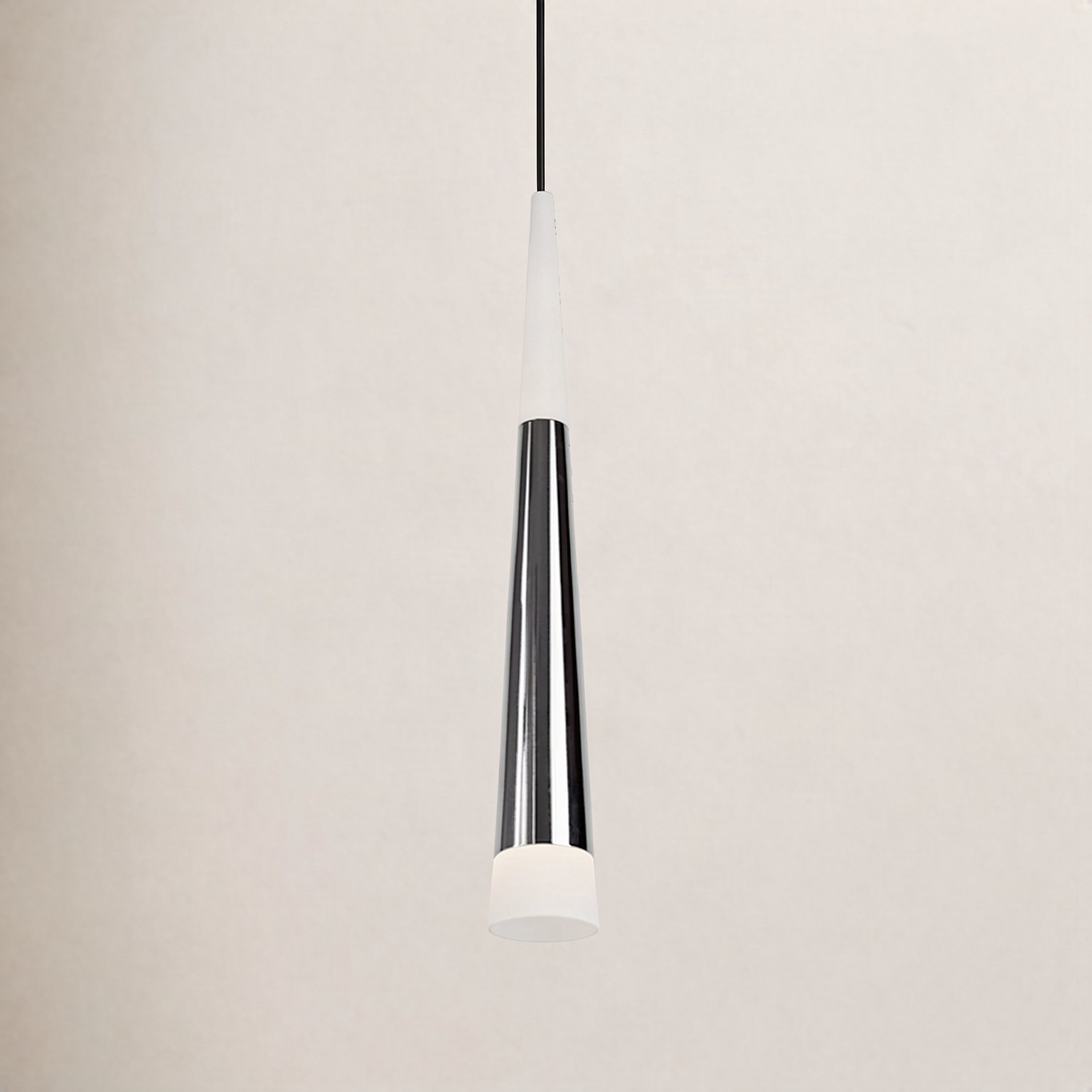Ultra Single Light Acrylic Steel Dimmable LED Pendant, Chrome, Chrome/White