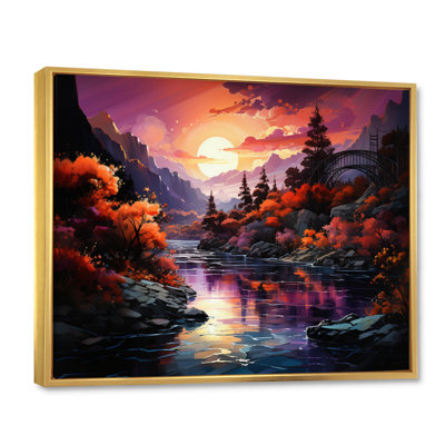Reproduction d'art sur toile, "Pink Bridge Twilight Passage I"