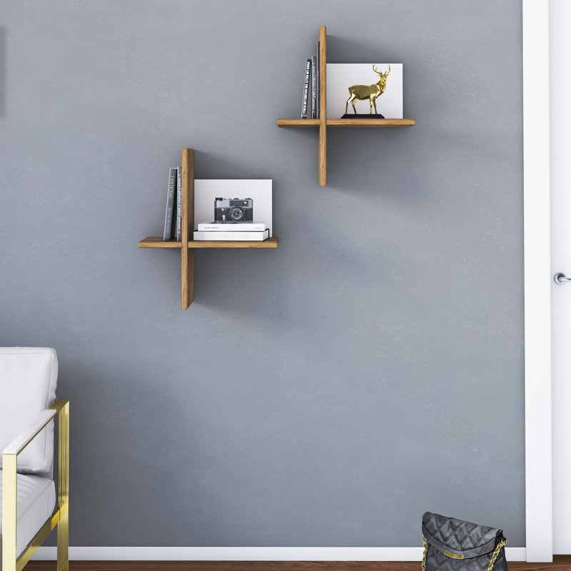 Brick Accent Shelf, Walnut/White