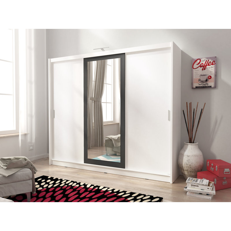 Feng 3 Door Manufactured Wood Wardrobe, White, Yes
