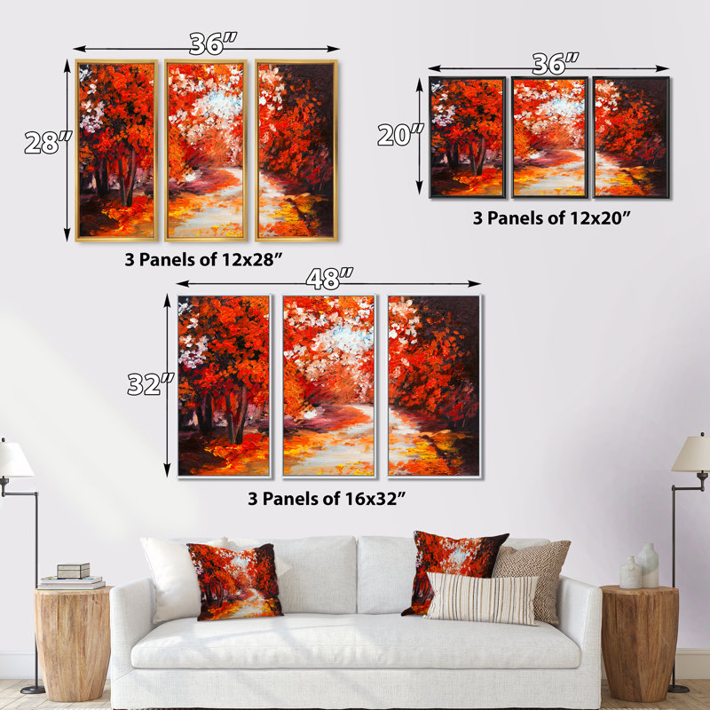 «Forest in the Fall», ensemble d'art mural sur toile encadré paysage, H 28 po x l 36 po, Blanc