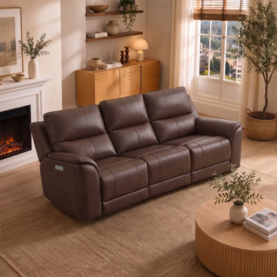 Triple Power Genuine Leather Reclining Sofa with Zero Gravity and Built-In USB Port