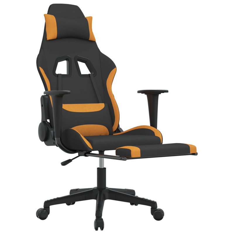 Gaming Chair with Footrest Fabric, Black/Orange