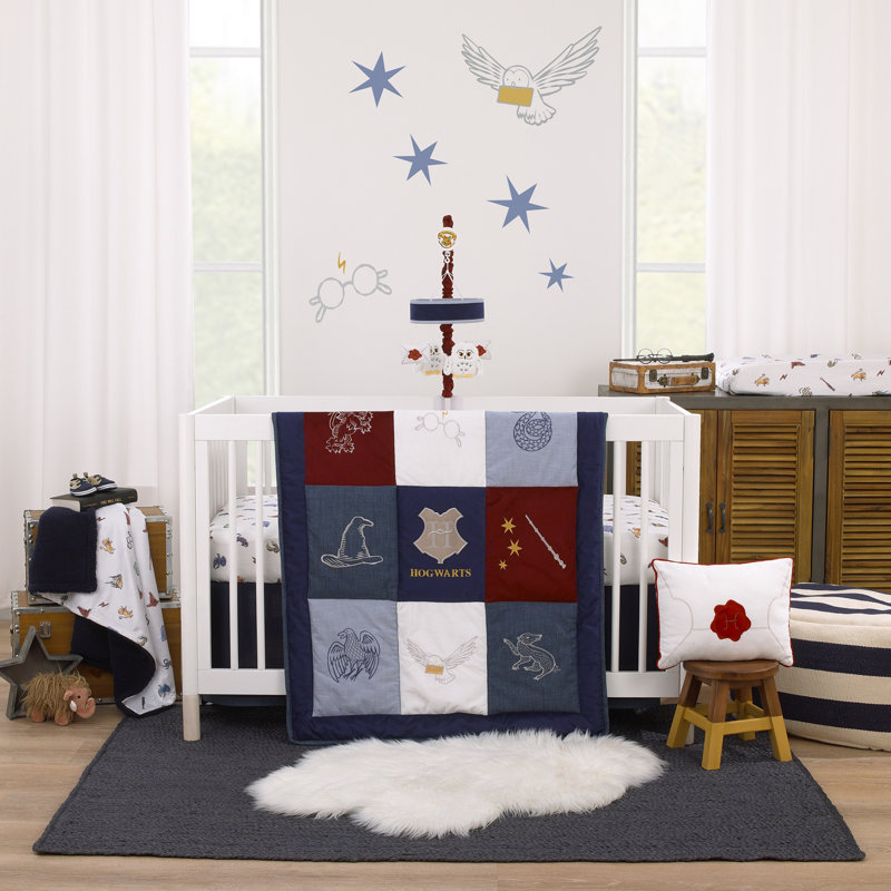 Warner Bros. Harry Potter Welcome Little Wizard Navy, 100% Cotton Fitted Crib Sheet