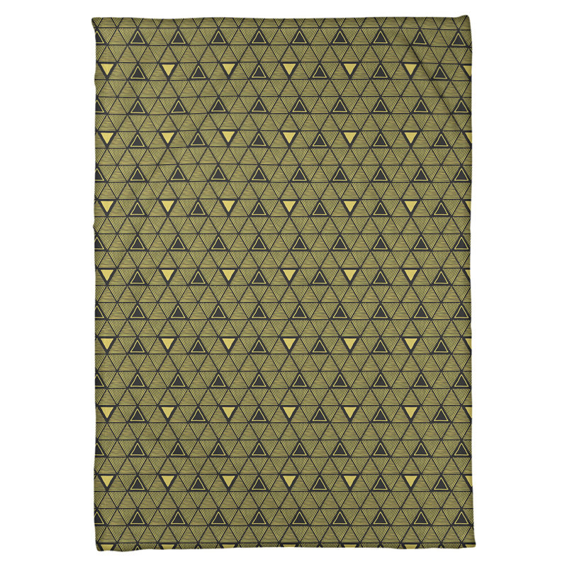 Couverture polairee triangles à la main, l 60 po x L 80 po, Jaune / Noir