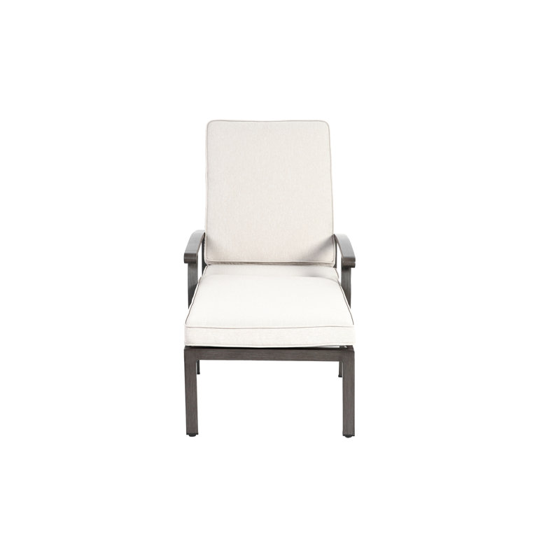 Adjustable Aluminium Cast Lounge Chair In Beige With Cross Weave And Rolling Wheels, Material, Package Depth 41.73 In, Width 24.41 Height 12.99 Weight 40.79 Lb , Weave,