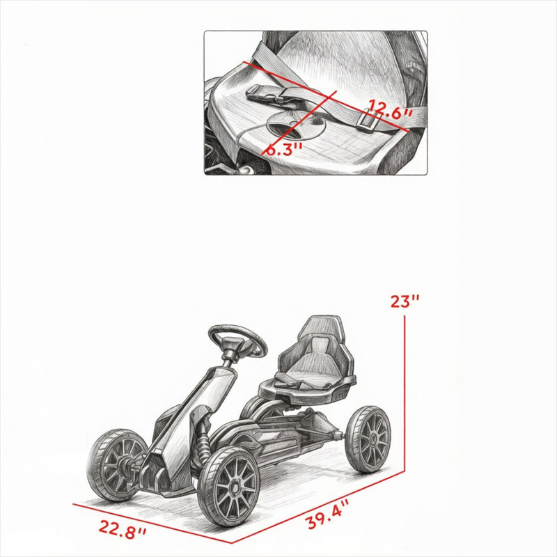 Poussette pour bébé avec design ajustable 39,2 x 22,8 x 23 po, fini noir mat